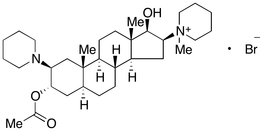 [50587-95-6] 1-[（2β，3α，5α，16β，17β）-3-（乙酰氧基）-17-羟基-2-（1-哌啶基）androstan-16-基] -1-甲基哌啶溴化铵